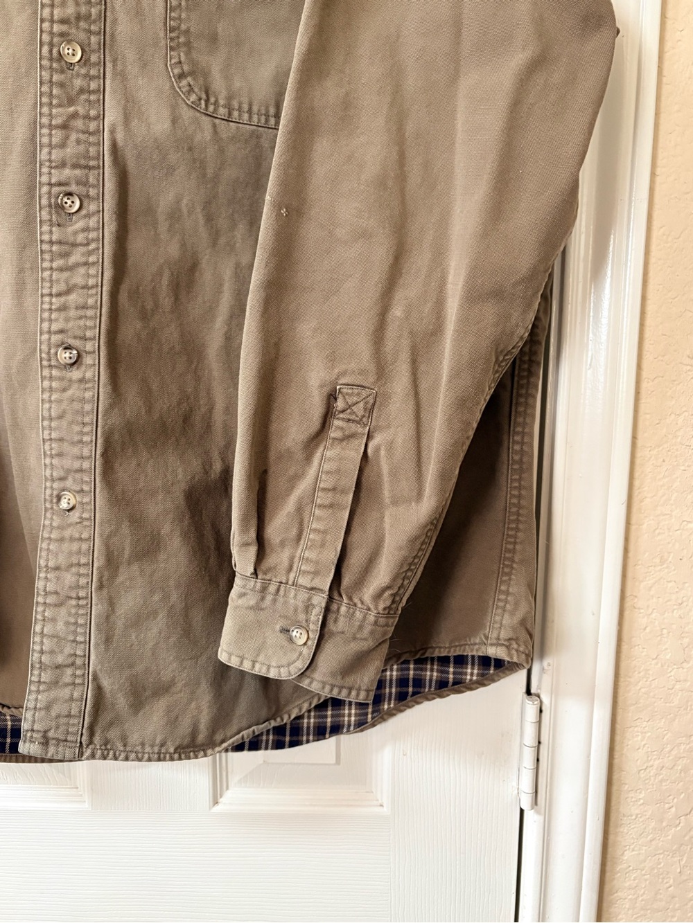 Field Gear Classic Khaki Green Fleece Plaid Lined Button-Down Shirt Jacket Large - Picture 4 of 12